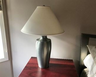 Gun Metal Bedroom Lamp w/White Shade