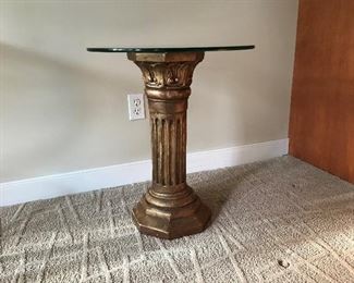 Column End Table with Glass Top  (23.5 H)  Glass (20 inch)