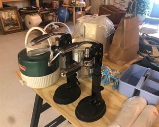 Wine press openers Coleman cooler 