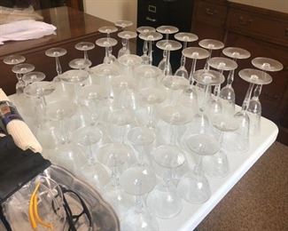 Crystal water and wine stems