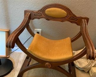 #13 B. Savonarola Chair Wood w/gold seat $150.00