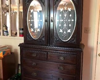 Antique Mirrored Hutch w/drawers
