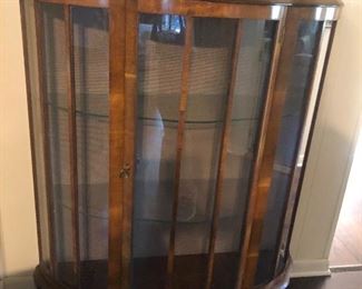 Vintage Curved Half Moon Curio/Display Cabinets with 2 Glass Shelves