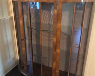 Vintage Curved Half Moon Curio/Display Cabinets with 2 Glass Shelves