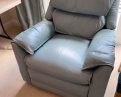 $150 leatherette soft blue recliner manual 