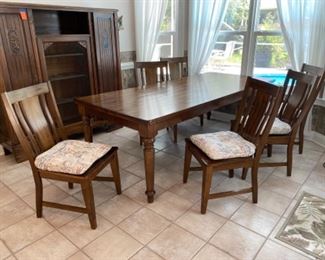 $450 dining table 8' L x 42"W and 6 chairs