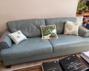 $245 Sofa & Ottoman leatherette seafoam blue