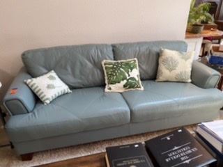 $245 Sofa & Ottoman leatherette seafoam blue