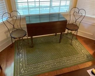Antique Folding Table and Bistro Chairs