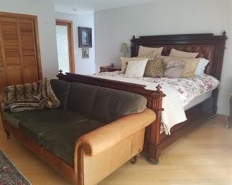King Size Bed, Leather and Fabric sofa