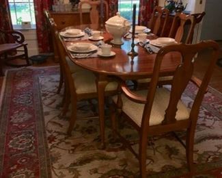 Ethan Allen dining table with set of 6 chairs                                      Karastan oriental carpet -8'8"x 10"