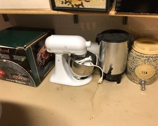 Mixer,  large collection of high-end kitchen utensils and appliances