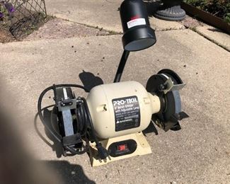 Pro Tec Grinder 6-inch bench grinder with adjustable lamp Model 8103; 120 V 60 HZ 3.5A