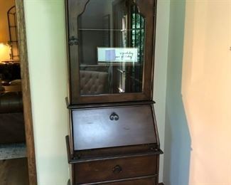 Drop-leaf secretary , unusual size with accompanied mirror