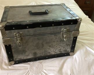 Black and white traveling chest