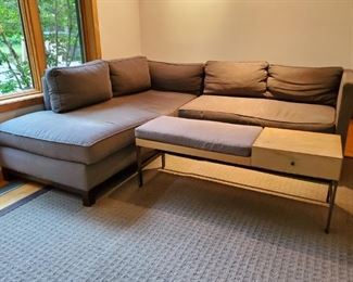 Sofa, pre-owned condition, coffee table with cushion