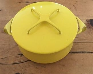 Yellow! Mid century Dansk enamel pot w/lid