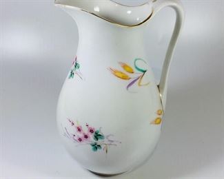 Tall Ironstone decorated pitcher. 13" ... $32.00 VG cond.