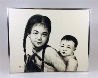 Asian girl with baby. "Bill" Oil. $75.00
