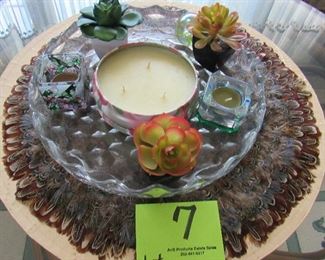 Lot 7 - Candles, small decorative flowers, Crystal tray etc. $40.00   