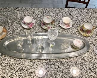 Waterford, glass, porcelain, large  Portugal tray