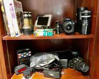 Camera etc items, marine vintage binoculars 