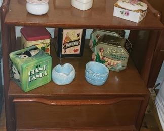 collector tins mcm vintage night table