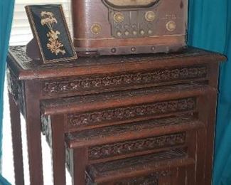 nesting tables antique radio