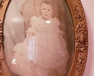 bubble glass antique photo and frame