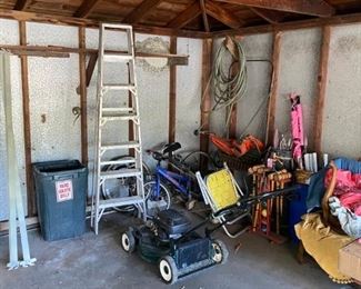 garage ladder lawn mower
