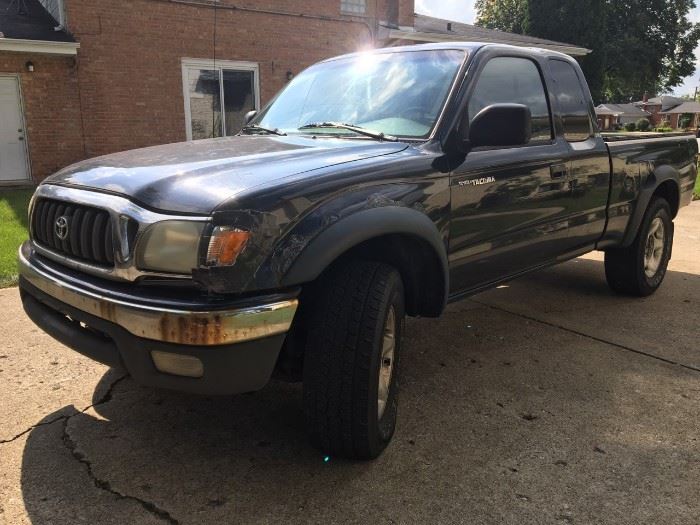 2002 Toyota Tacoma

xtra cab sr5 V6 5 speed manual trans
Has 203k miles on it. Engine is said to have about 20k less miles on that as motor was replaced years ago with a motor from unit w lower miles. Timing chains were replaced less than 20k miles ago. Issues with transmission. I know the synchro going into 3rd gear is broken plus additional undiagnosed trans issues. Tires are pretty fresh with plenty or tread left. Shocks fresh but could be another suspension issue.
203k miles 