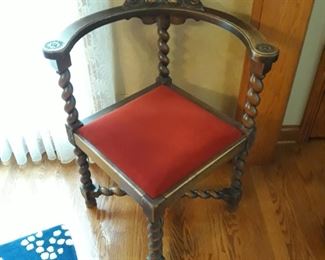 Corner chair, barley twist  detail 