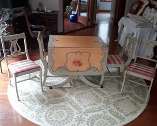 Hand painted set , table with 4 chairs.