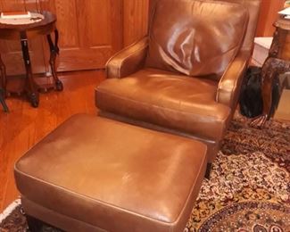 Leather arm chair with ottoman 