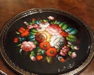Russian towl  tray, hand painted