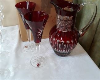 Waterford  crystal in Red  and clear 