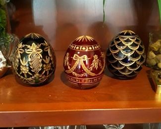 Faberge color crystal eggs