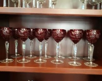 Set of twelve wine in crystal  stemware