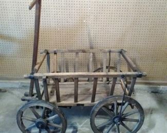 antique wooden cart with metal