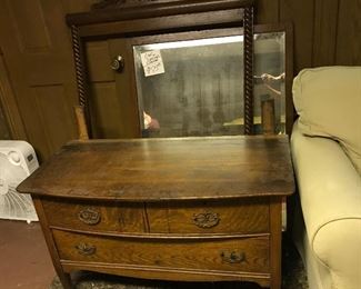 $75-Antique Oak Dresser 3'6" Long, 24" Tall, 18" Deep