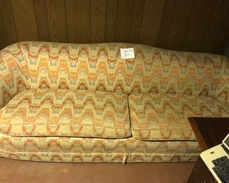 $75-Abstract, vintage, scallop backed couch, great retro pattern!