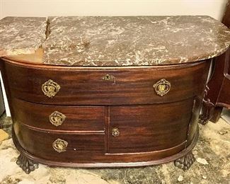*AS IS* $125- Victorian, marble topped bedside table, beautiful, intricately detailed hardware.