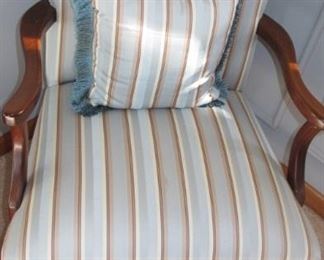 2 newly reupholstered side chairs & pillows 