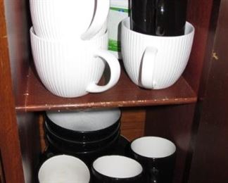 Various coffee mugs & glassware
