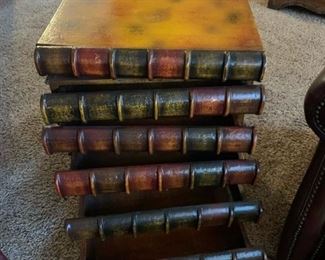 Faux Book Side Table with Drawers