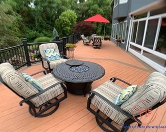 WOODARD CORTLAND CUSHION Outdoor Patio Furniture with Fire Pit Table