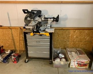 GLADIATOR Rolling Cabinet with KOBALT 12" Bevel Sliding Miter Saw with Laser Guide