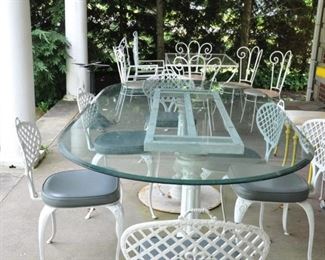 Wrought iron and glass dining set