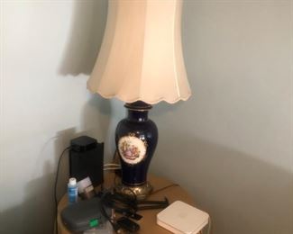 Pair of cameo lamps in navy blue  $20 each