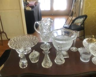 Table of clear crystal & glass  $5 to $45